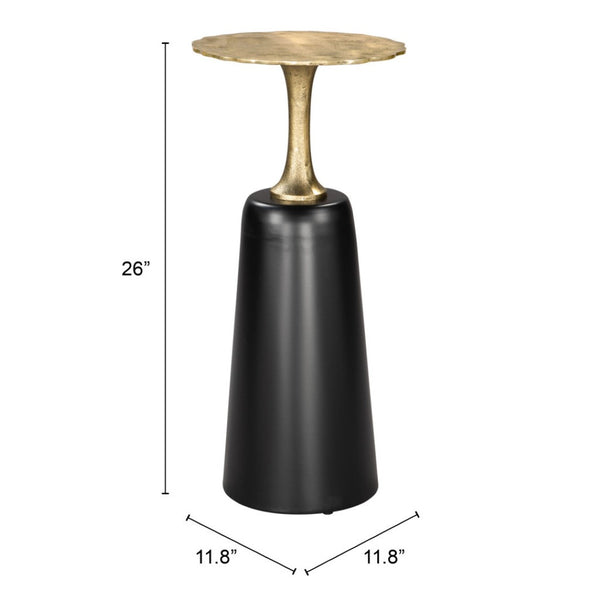 HomeRoots 26" Elegant Gold and Black Round Pedestal End Table - Versatile Accent Piece for Modern Interiors 572177