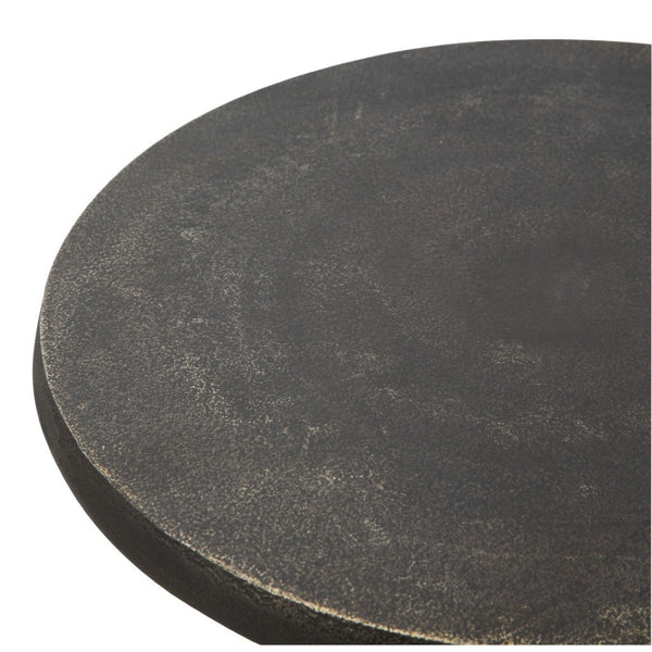 HomeRoots 25" Modern Bronze & White Aluminum Round Pedestal End Table – Compact, No Assembly, Versatile Design! 572179