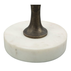 HomeRoots 25" Modern Bronze & White Aluminum Round Pedestal End Table – Compact, No Assembly, Versatile Design! 572179