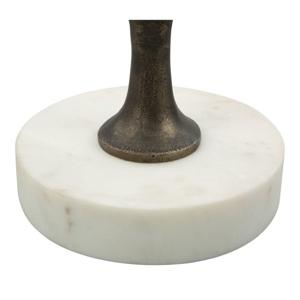 HomeRoots 25" Modern Bronze & White Aluminum Round Pedestal End Table – Compact, No Assembly, Versatile Design! 572179