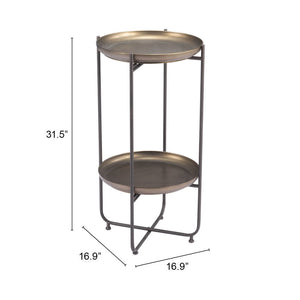 Homeroots 32" Bronze Steel End Table   572180