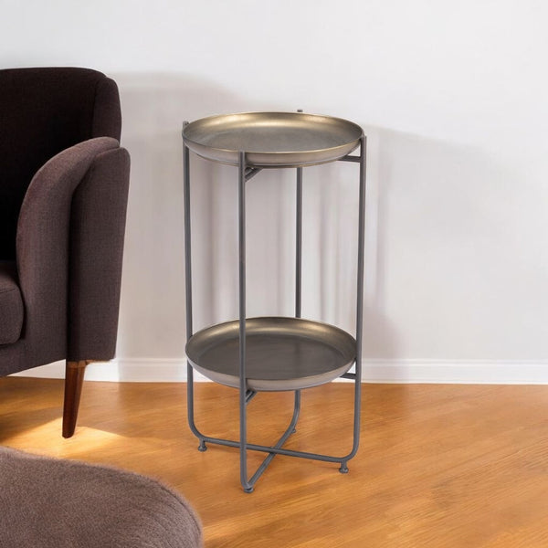 Homeroots 32" Bronze Steel End Table   572180