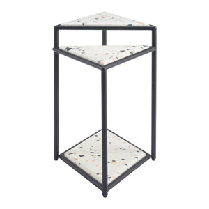 HomeRoots 20" Modern Black and White Pedestal End Table - Chic Triangular Design for Stylish Small Spaces 572182