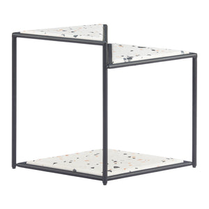HomeRoots 20" Modern Black and White Pedestal End Table - Chic Triangular Design for Stylish Small Spaces 572182