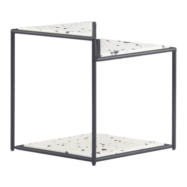 HomeRoots 20" Modern Black and White Pedestal End Table - Chic Triangular Design for Stylish Small Spaces 572182