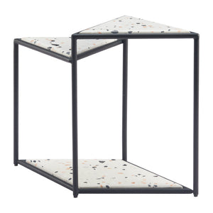 HomeRoots 20" Modern Black and White Pedestal End Table - Chic Triangular Design for Stylish Small Spaces 572182