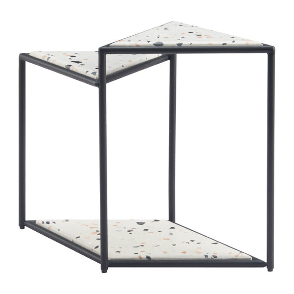 HomeRoots 20" Modern Black and White Pedestal End Table - Chic Triangular Design for Stylish Small Spaces 572182