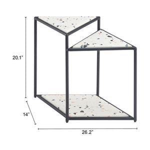 HomeRoots 20" Modern Black and White Pedestal End Table - Chic Triangular Design for Stylish Small Spaces 572182