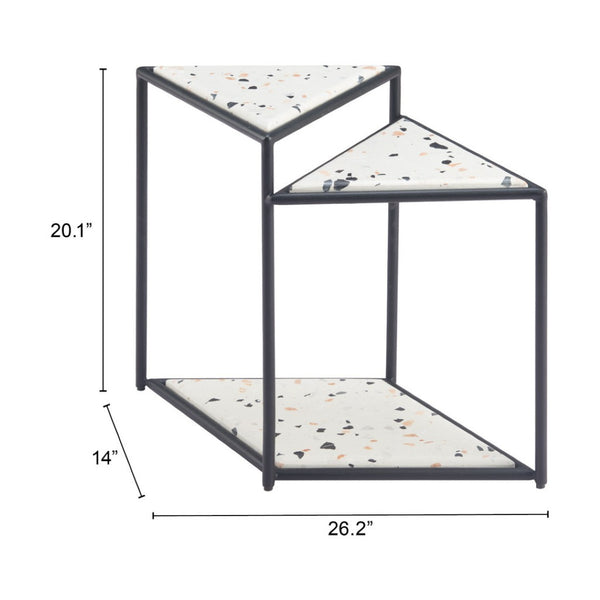 HomeRoots 20" Modern Black and White Pedestal End Table - Chic Triangular Design for Stylish Small Spaces 572182