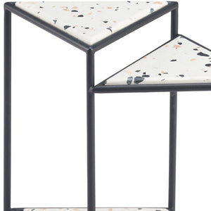 HomeRoots 20" Modern Black and White Pedestal End Table - Chic Triangular Design for Stylish Small Spaces 572182