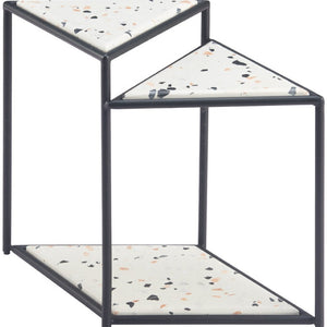 HomeRoots 20" Modern Black and White Pedestal End Table - Chic Triangular Design for Stylish Small Spaces 572182