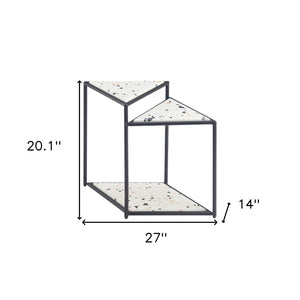 HomeRoots 20" Modern Black and White Pedestal End Table - Chic Triangular Design for Stylish Small Spaces 572182