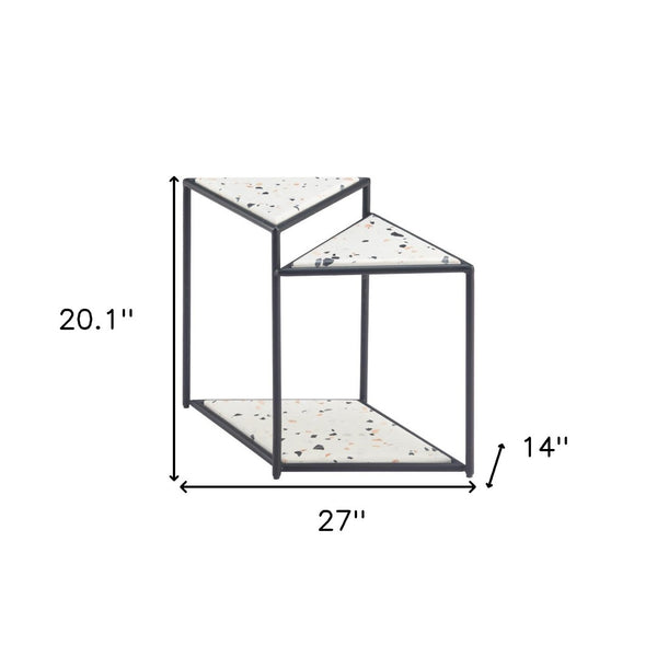 HomeRoots 20" Modern Black and White Pedestal End Table - Chic Triangular Design for Stylish Small Spaces 572182
