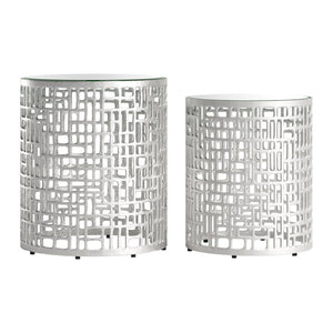 HomeRoots 20" Silver Mirrored Glass Pedestal End Table – Chic Aluminum Base, Versatile & Glamorous Design for Any Space 572184