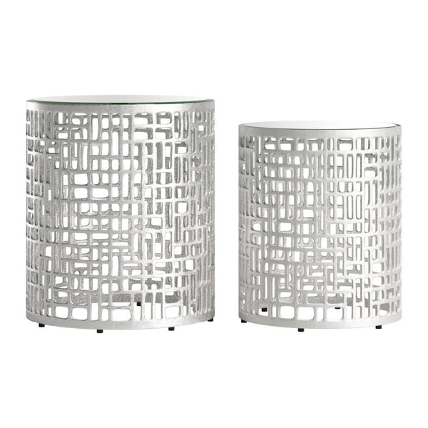 HomeRoots 20" Silver Mirrored Glass Pedestal End Table – Chic Aluminum Base, Versatile & Glamorous Design for Any Space 572184