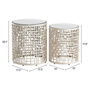 HomeRoots 20" Silver Mirrored Glass Pedestal End Table – Chic Aluminum Base, Versatile & Glamorous Design for Any Space 572184