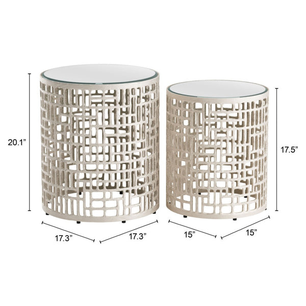 HomeRoots 20" Silver Mirrored Glass Pedestal End Table – Chic Aluminum Base, Versatile & Glamorous Design for Any Space 572184