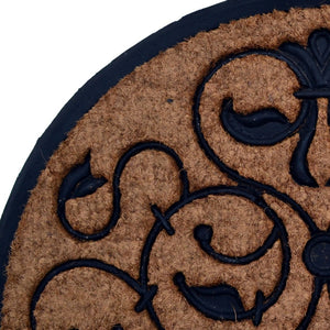 Homeroots 30" X 48" Beige And Black Rubber And Coir Outdoor Semi Circle Door Mat   572191