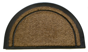 Homeroots 20" X 32" Beige And Black Rubber And Coir Outdoor Semi Circle Door Mat   572194