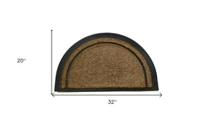 Homeroots 20" X 32" Beige And Black Rubber And Coir Outdoor Semi Circle Door Mat   572194
