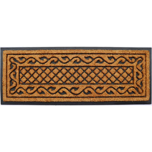 Homeroots 18" X 47" Beige And Black Rubber And Coir Outdoor Door Mat   572199