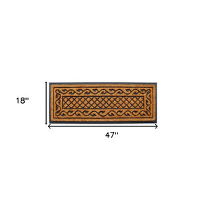 Homeroots 18" X 47" Beige And Black Rubber And Coir Outdoor Door Mat   572199