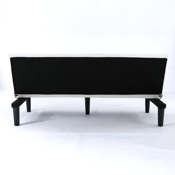 English Elm The 67-inch PVC multi-functional sofa bed with cup holder and one-click fold, space-saving comfort for guests White W3371P347648