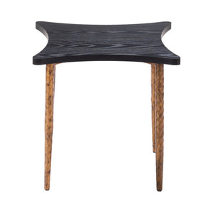 HomeRoots Set of Two Free-Form Black Wood and Distressed Bronze Steel Coffee and End Tables for Modern Living 572203