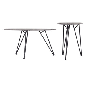 HomeRoots Set of Two Modern Gray and Black Round Nested Coffee Tables – Stylish, Space-Saving Design! 572204