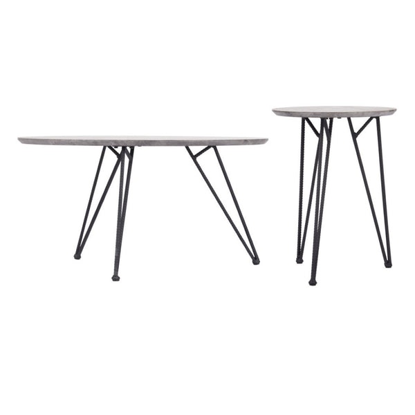HomeRoots Set of Two Modern Gray and Black Round Nested Coffee Tables – Stylish, Space-Saving Design! 572204