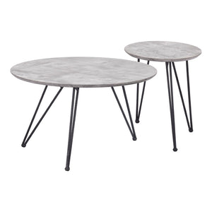 HomeRoots Set of Two Modern Gray and Black Round Nested Coffee Tables – Stylish, Space-Saving Design! 572204