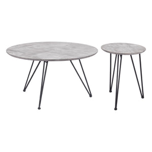 HomeRoots Set of Two Modern Gray and Black Round Nested Coffee Tables – Stylish, Space-Saving Design! 572204