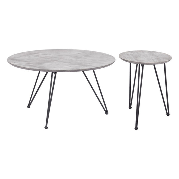 HomeRoots Set of Two Modern Gray and Black Round Nested Coffee Tables – Stylish, Space-Saving Design! 572204