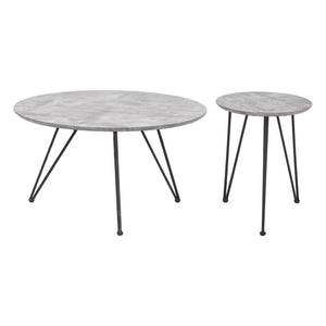 HomeRoots Set of Two Modern Gray and Black Round Nested Coffee Tables – Stylish, Space-Saving Design! 572204