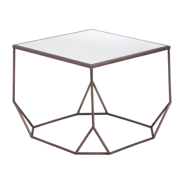 HomeRoots Set of Two Glamorous Square Mirrored Glass and Steel Coffee Tables for Modern Living Spaces 572205