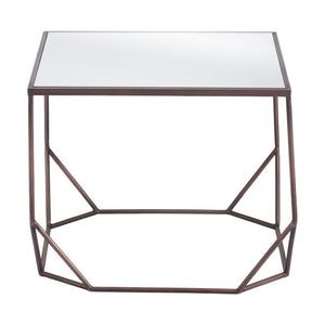 HomeRoots Set of Two Glamorous Square Mirrored Glass and Steel Coffee Tables for Modern Living Spaces 572205