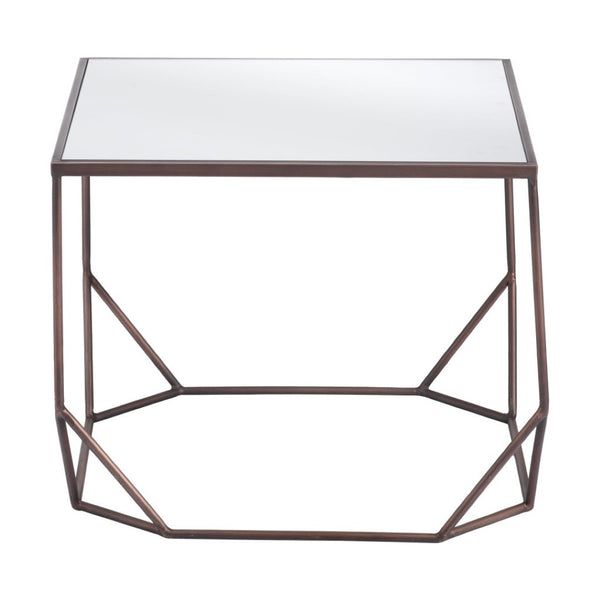 HomeRoots Set of Two Glamorous Square Mirrored Glass and Steel Coffee Tables for Modern Living Spaces 572205
