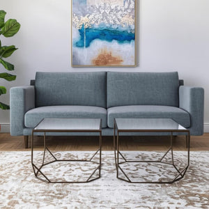 HomeRoots Set of Two Glamorous Square Mirrored Glass and Steel Coffee Tables for Modern Living Spaces 572205