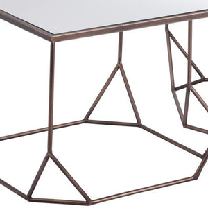 HomeRoots Set of Two Glamorous Square Mirrored Glass and Steel Coffee Tables for Modern Living Spaces 572205