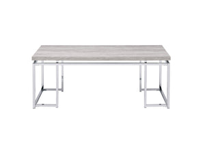 HomeRoots 47" Contemporary Oak and Silver Coffee Table - Stylish Durability for Living Rooms and Offices 572209