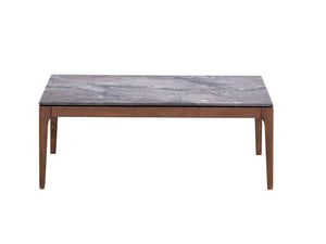 HomeRoots 47" Gray Stone & Walnut Solid Wood Coffee Table – Modern Centerpiece for Living Rooms & Offices 572213