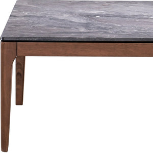 Homeroots 47" Stylish Gray And Walnut Stone Coffee Table - Elegant Solid Wood Design For Modern Living Rooms   572213