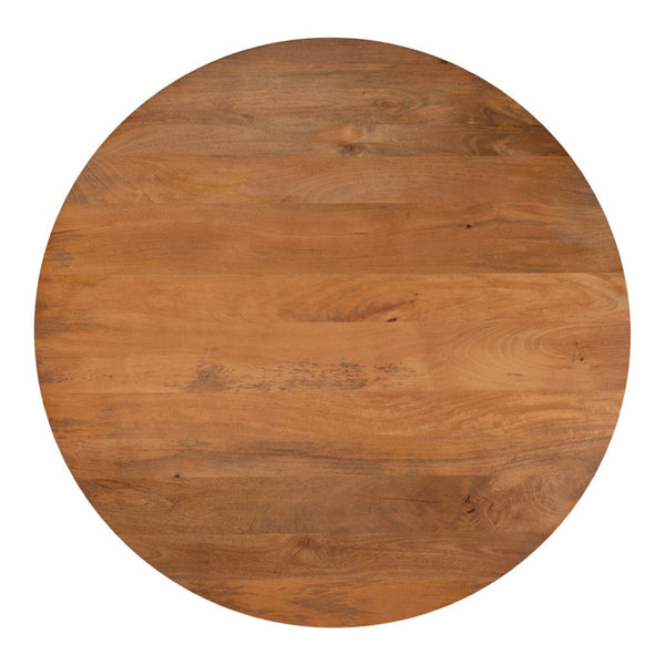 HomeRoots 56" Brown Solid Wood Pedestal Dining Table with Ribbed Texture - Stylish, Durable, Modern Design 572214