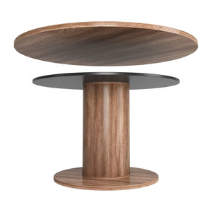 HomeRoots 54" Natural and Black Round Convertible Game Table – Stylish Dining & Game Centerpiece for Any Space! 572217