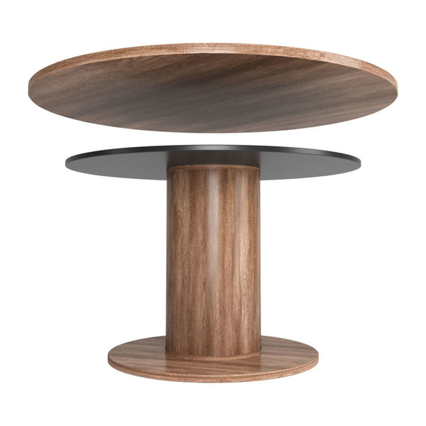 HomeRoots 54" Natural and Black Round Convertible Game Table – Stylish Dining & Game Centerpiece for Any Space! 572217