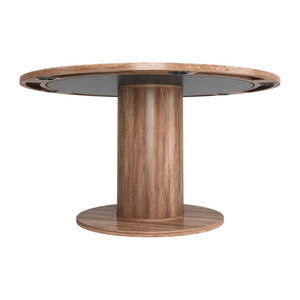 HomeRoots 54" Natural and Black Round Convertible Game Table – Stylish Dining & Game Centerpiece for Any Space! 572217