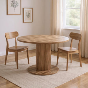 HomeRoots 54" Natural and Black Round Convertible Game Table – Stylish Dining & Game Centerpiece for Any Space! 572217