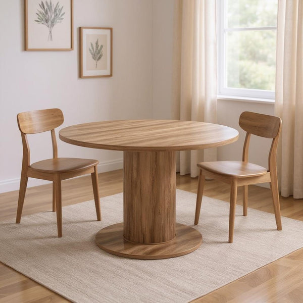 HomeRoots 54" Natural and Black Round Convertible Game Table – Stylish Dining & Game Centerpiece for Any Space! 572217
