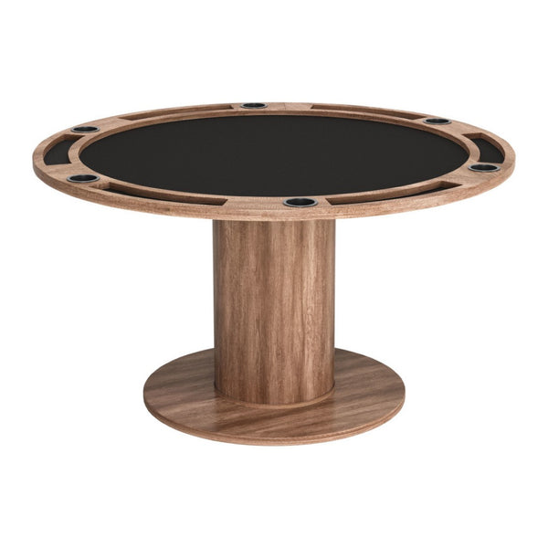 HomeRoots 54" Natural and Black Round Convertible Game Table – Stylish Dining & Game Centerpiece for Any Space! 572217