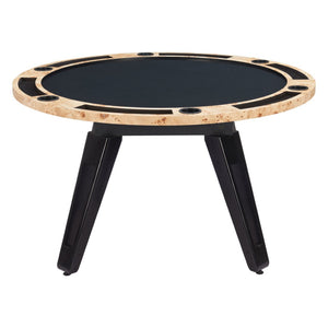 HomeRoots 54" Convertible Game and Dining Table in Natural Burl & Black - Perfect for Game Nights and Dining! 572220